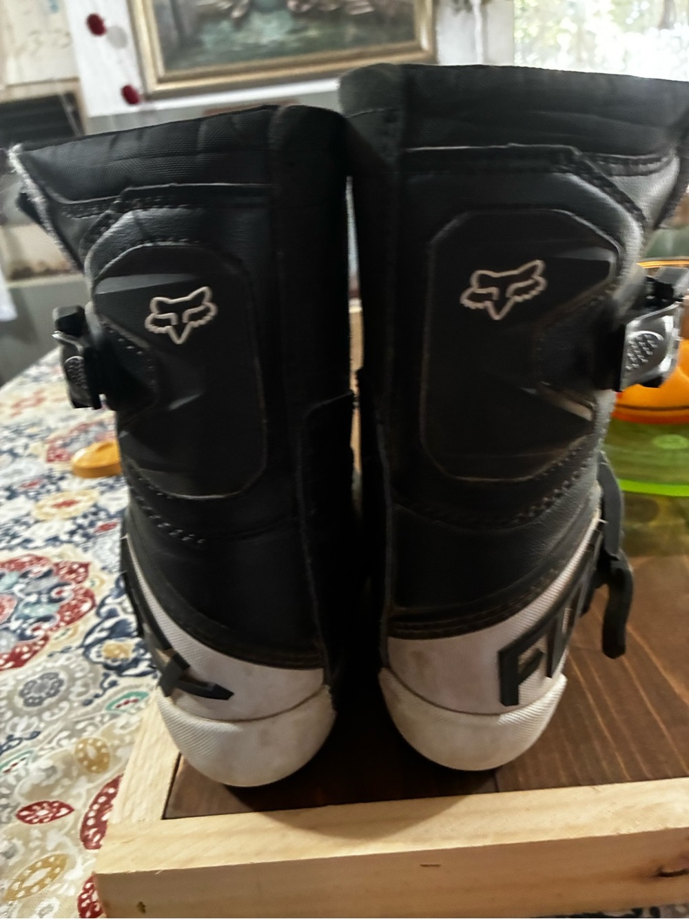 Fox Black and White Kids Motocross Boots